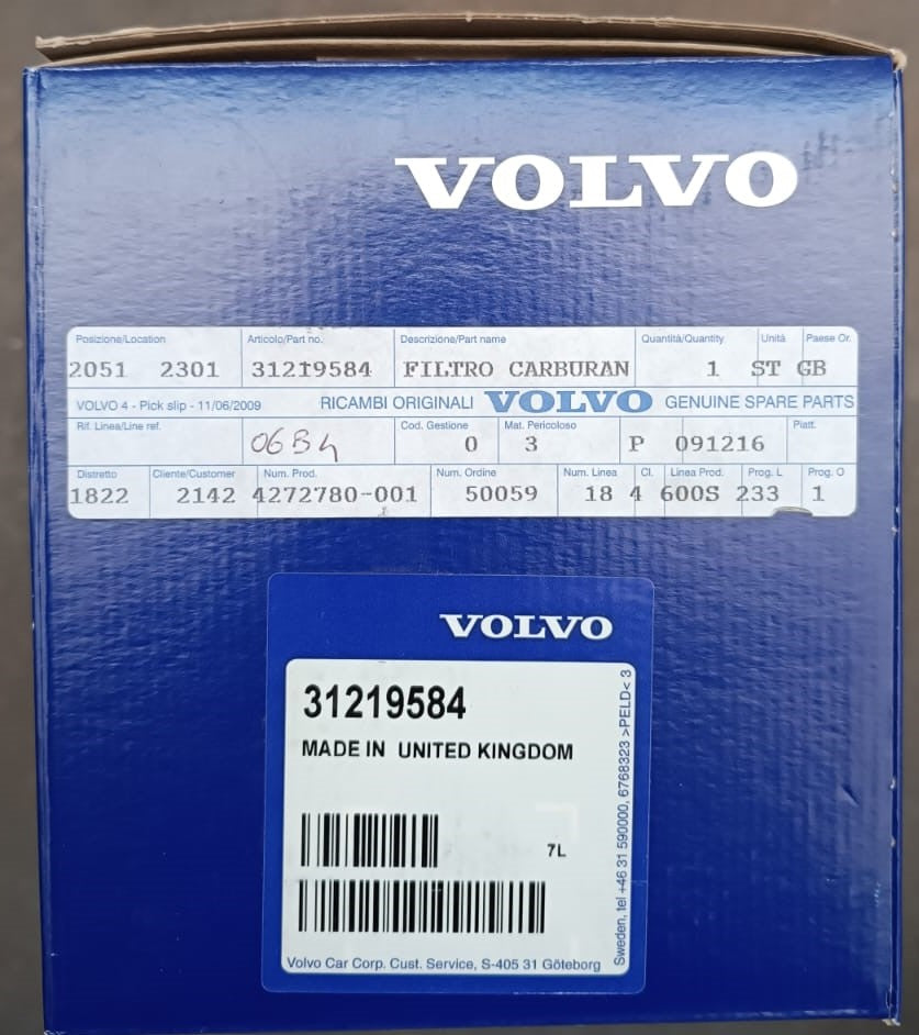 Filtro carburante originale Volvo V50 - 31219584